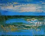 Modré zrcadlení /Horusický rybník / Blue Reflection on the Surface of Horusicky Pond 